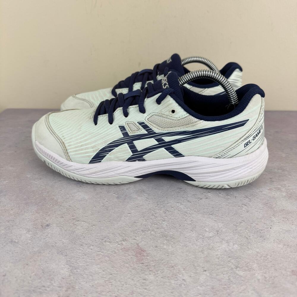 ASICS Shoes Men's Size 5.5 Gel Game 9 Pickleball Shoes White Navy Blue Read - Picture 3 of 14